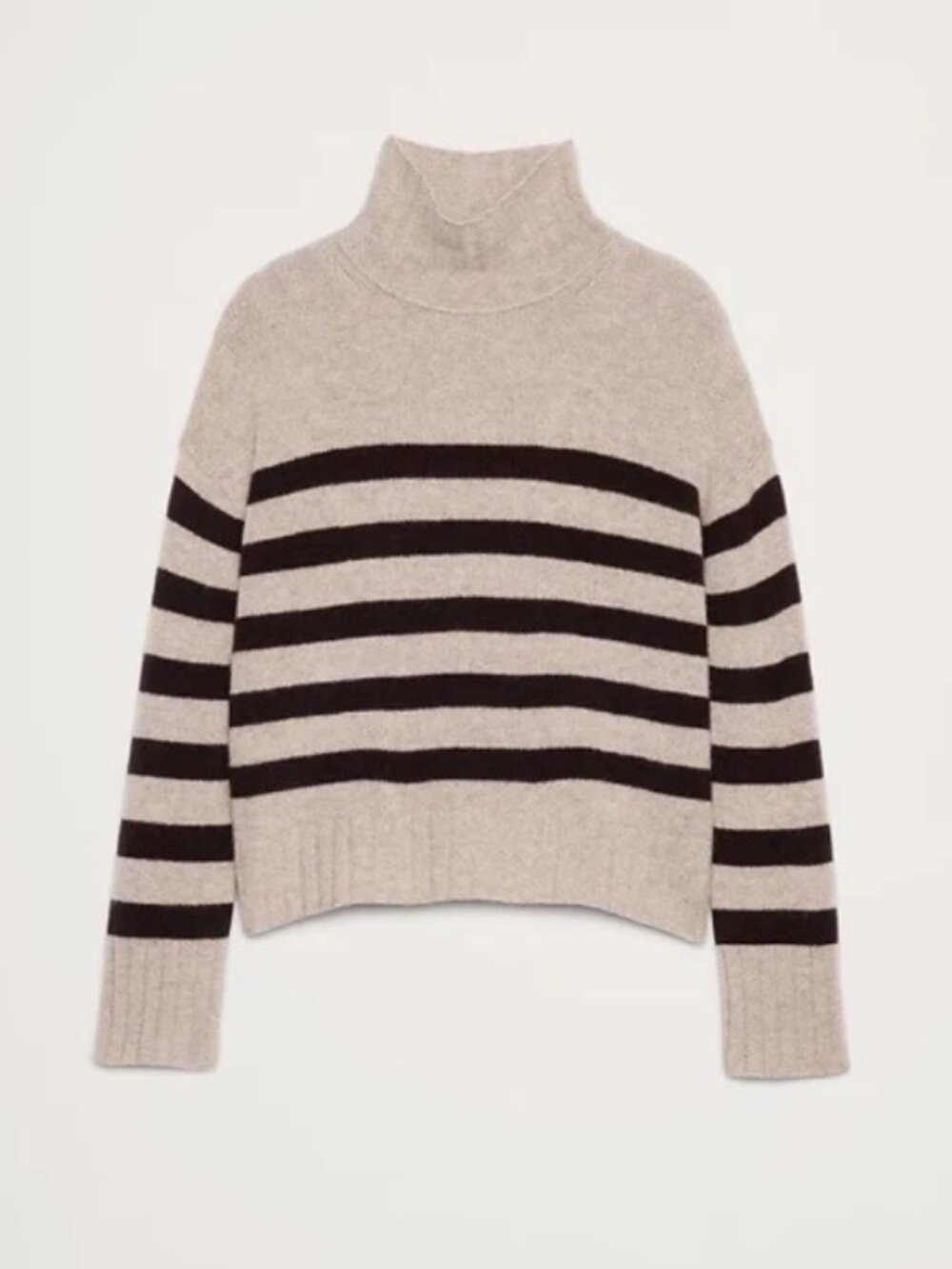 Banana Republic Oversized Cashmere Turtleneck Sweater (Mink & Ganache Stripe)